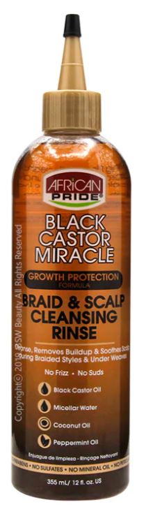 AFRICAN PRIDE Black Castor Miracle Growth Protection Formula Braid & Scalp Cleansing Rinse (12oz), sareya beauty supply store in calgary alberta canada